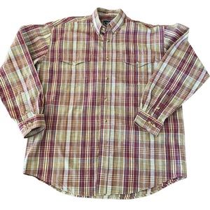 Roper Plaid Button Down brown red plaid